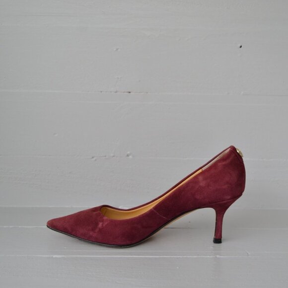 Ivanka Trump Kitten Heels Dark Purple Women's 5.5 Formal Suede Leather Sole - Picture 6 of 8